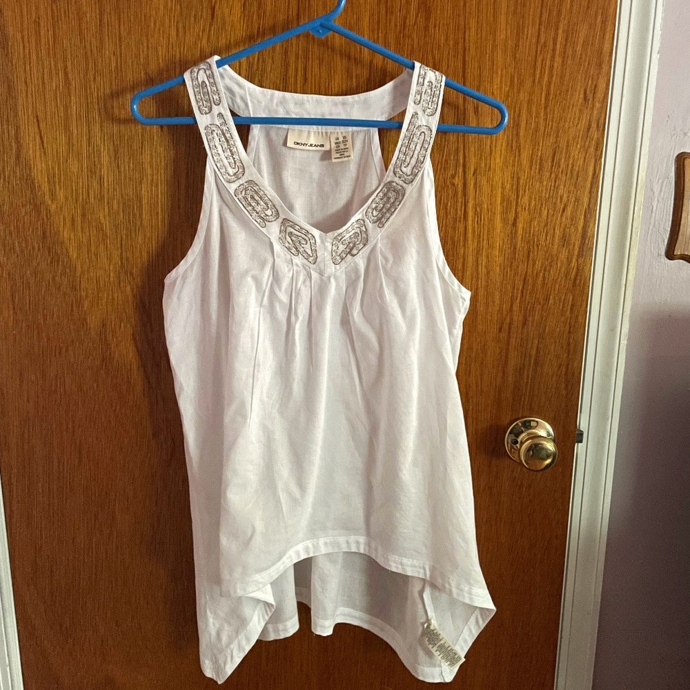 DKNY white high-low top